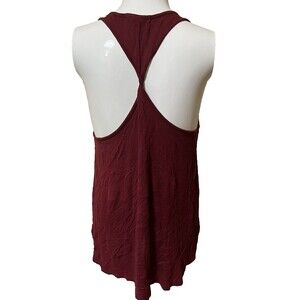 Forever 21 Tank Top Twist Racer Back Sleeveless Scoop Neck Stretch Maroon Medium
